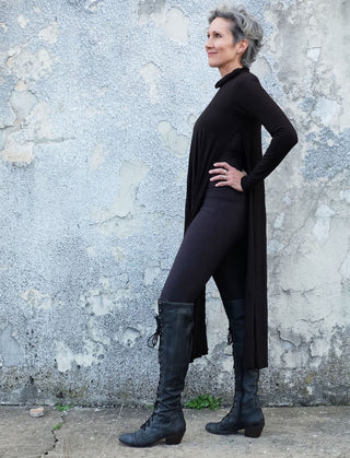 Turtleneck Vented Wanderer Below Knee Dress