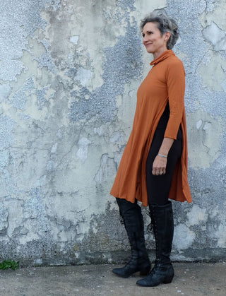 Turtleneck Vented Wanderer Short Dress