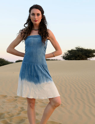 Love Me 2 Times Wanderer INDIGO Dip-Dyed Short Dress