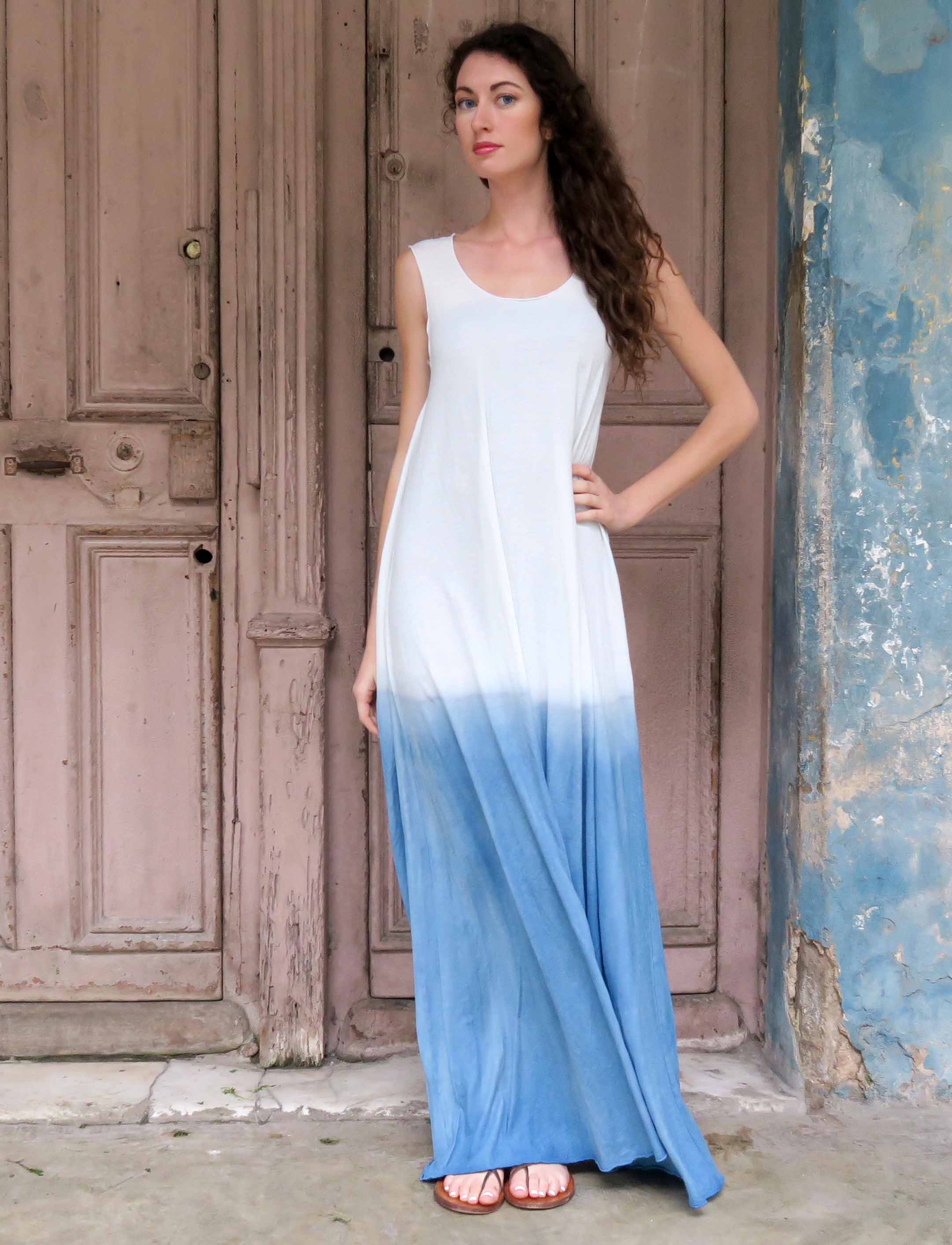 Slip Wanderer INDIGO Dip Dyed Long Dress Gaia Conceptions Slip Wanderer INDIGO Dip Dyed Long Dress Gaia Conceptions