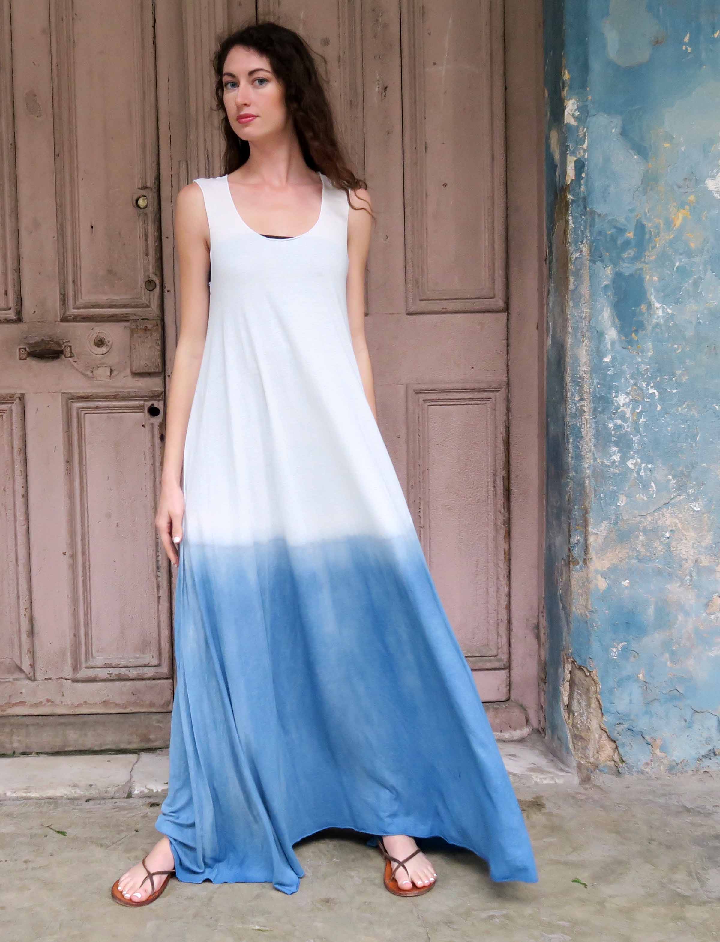 Slip Wanderer INDIGO Dip Dyed Long Dress Gaia Conceptions Slip Wanderer INDIGO Dip Dyed Long Dress Gaia Conceptions