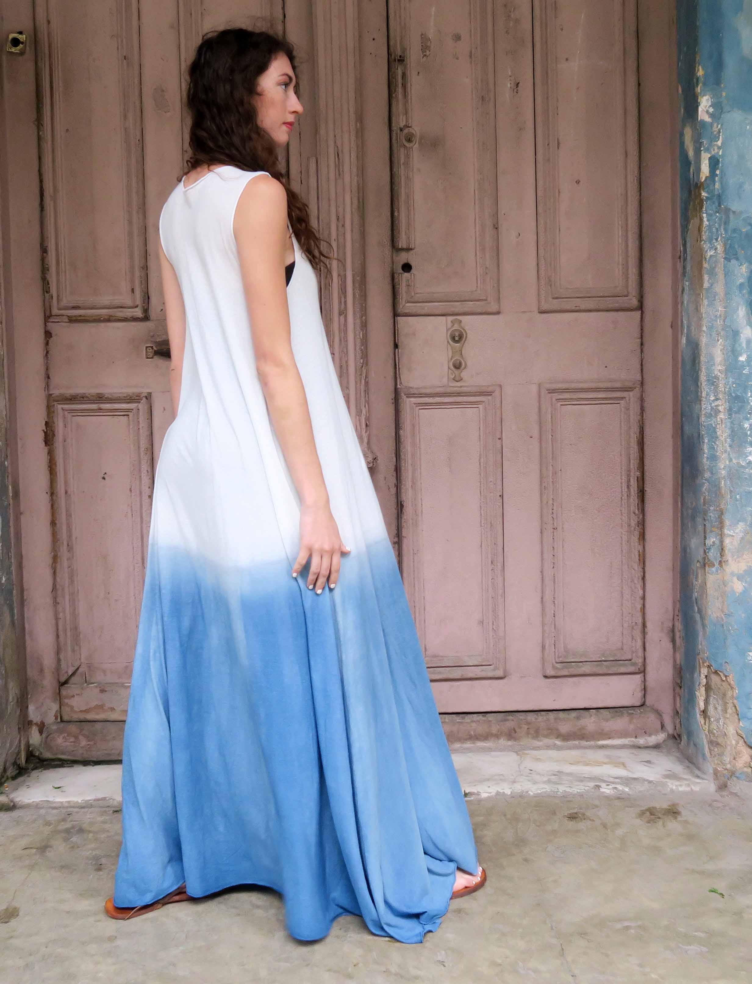 Slip Wanderer INDIGO Dip Dyed Long Dress Gaia Conceptions Slip Wanderer INDIGO Dip Dyed Long Dress Gaia Conceptions