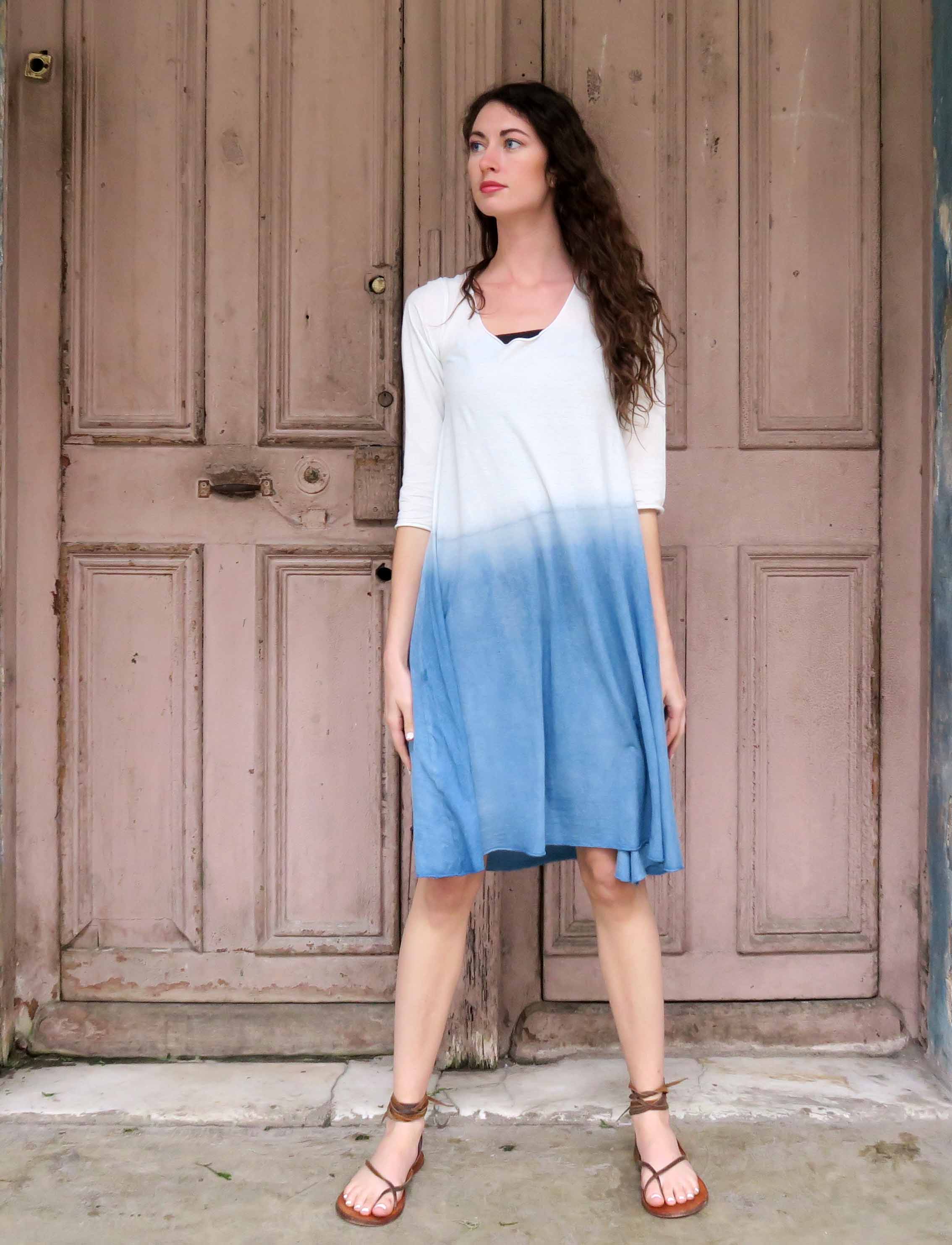 Slip Wanderer INDIGO Dip Dyed Short Dress Gaia Conceptions Slip Wanderer INDIGO Dip Dyed Short Dress Gaia Conceptions