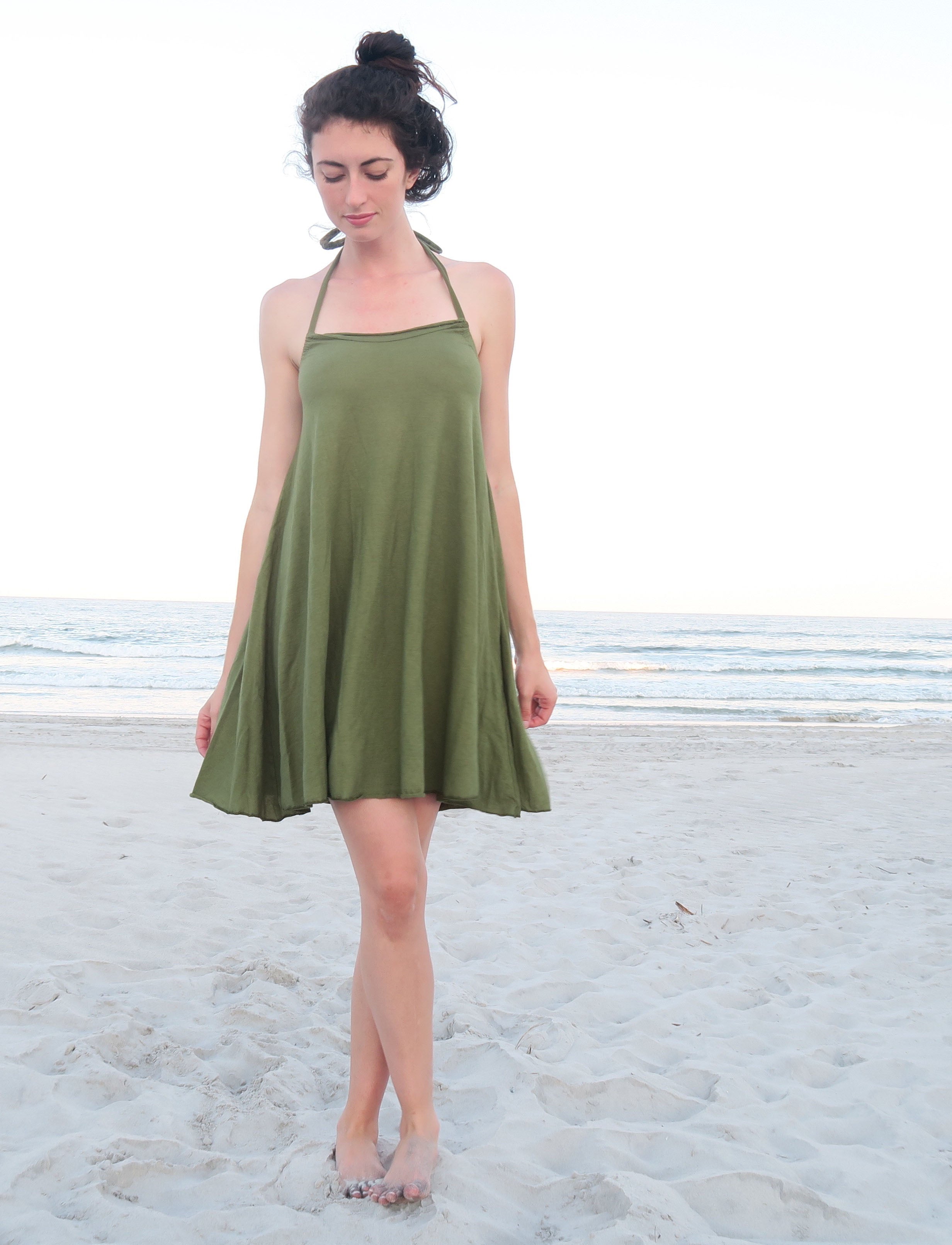 drawstring halter dress Drawstring Halter Simplicity Below Knee Dress
