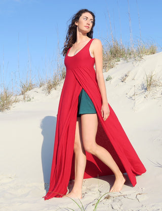 beach maxi wrap slip dress Women's Organic Cotton Wrap Dress