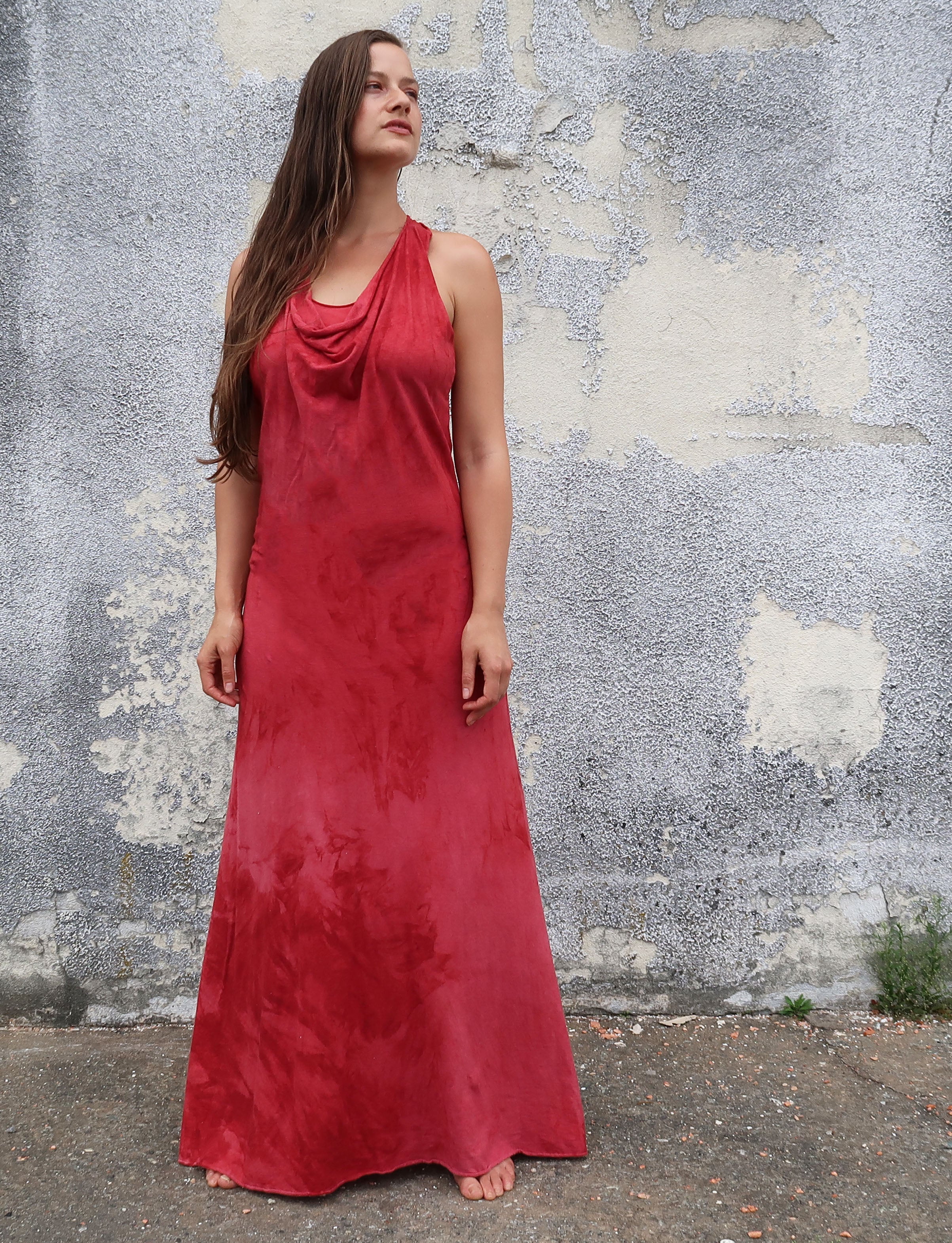 Float Neck Racerback Built in Bra Simplicity Long Dress Float Neck Racerback Built in Bra Simplicity Long Dress