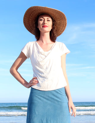 Float Neck Simplicity Cropped Shirt