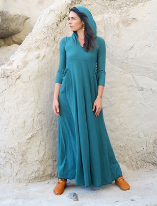 Hooded Eclipse Perfect Pockets Long Dress