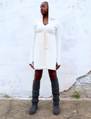 Hooded Wrap Short Dress