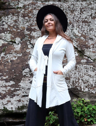 Hooded Tie Front Simplicity Tunic Cardigan