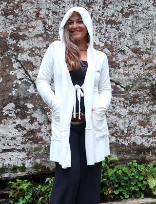 Hooded Tie Front Simplicity Tunic Cardigan