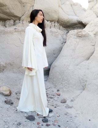 Chunky Cowl Priestess Sleeve Simplicity Long Dress