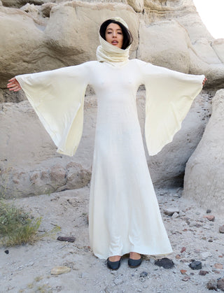 Chunky Cowl Priestess Sleeve Simplicity Long Dress