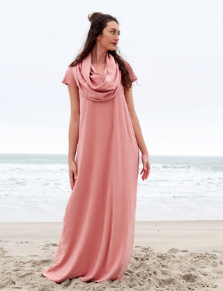 cowl dress design Off-the-Shoulder Cowl-Neck Satin Prom Dress with Slit Champagne / 14